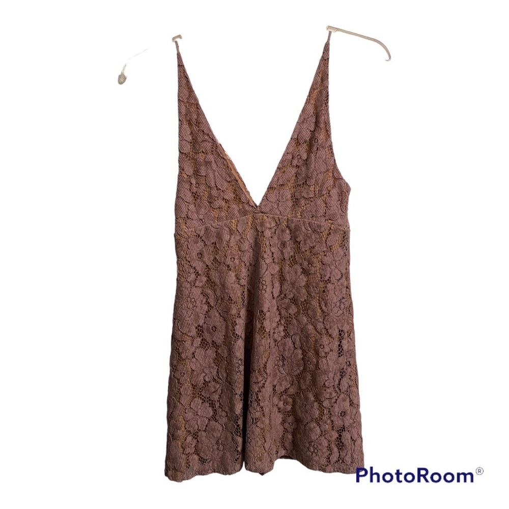 NWOT Free People Pink Lace Velvet Mini Dress Size 4